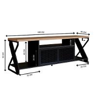 Rack Industrial 160cm Tv 60 Com Led P1033 Preto Mell Pp Milani Store Preto Mell - 3