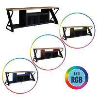 Rack Industrial 160cm Tv 60 Com Led P1033 Preto Mell Pp Milani Store Preto Mell - 5