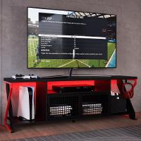 Rack Industrial 160cm Tv 60 Com Led P1033 Vermelho Preto Pp Milani Store Vermelho Preto - 2