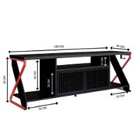 Rack Industrial 160cm Tv 60 Com Led P1033 Vermelho Preto Pp Milani Store Vermelho Preto - 3