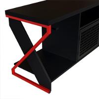 Rack Industrial 160cm Tv 60 Com Led P1033 Vermelho Preto Pp Milani Store Vermelho Preto