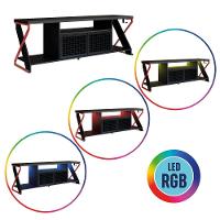 Rack Industrial 160cm Tv 60 Com Led P1033 Vermelho Preto Pp Milani Store Vermelho Preto - 5