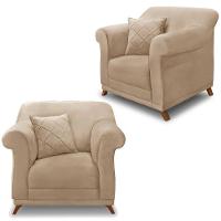 Kit 2 Poltronas Decorativas Retro Polo Suede 1101 Ezz 1101 - 1