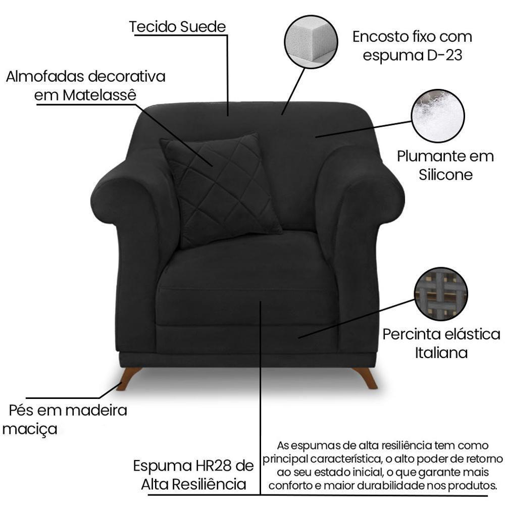 Poltrona Decorativa Retro Polo Com Almofada Suede 1105 Ezz 1105 - 3