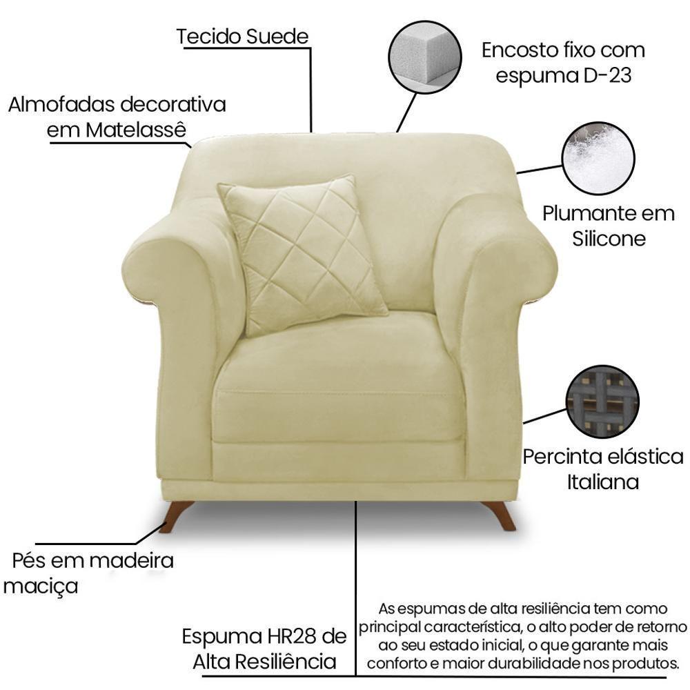 Poltrona Decorativa Retro Polo Com Almofada Suede 1100 Ezz 1100 - 3