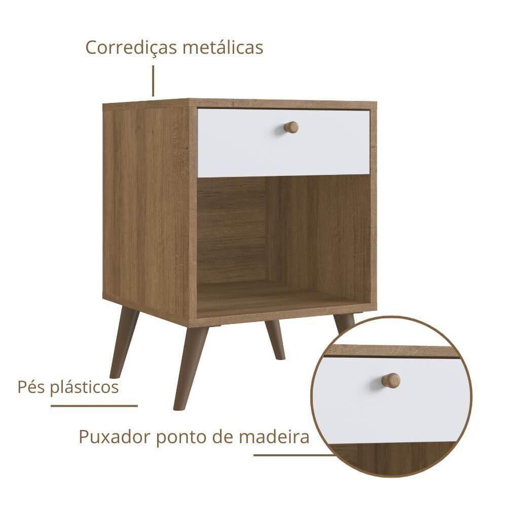 Mesa Cabeceira 01 Gaveta 40cm Proddy Mel Branco - 3