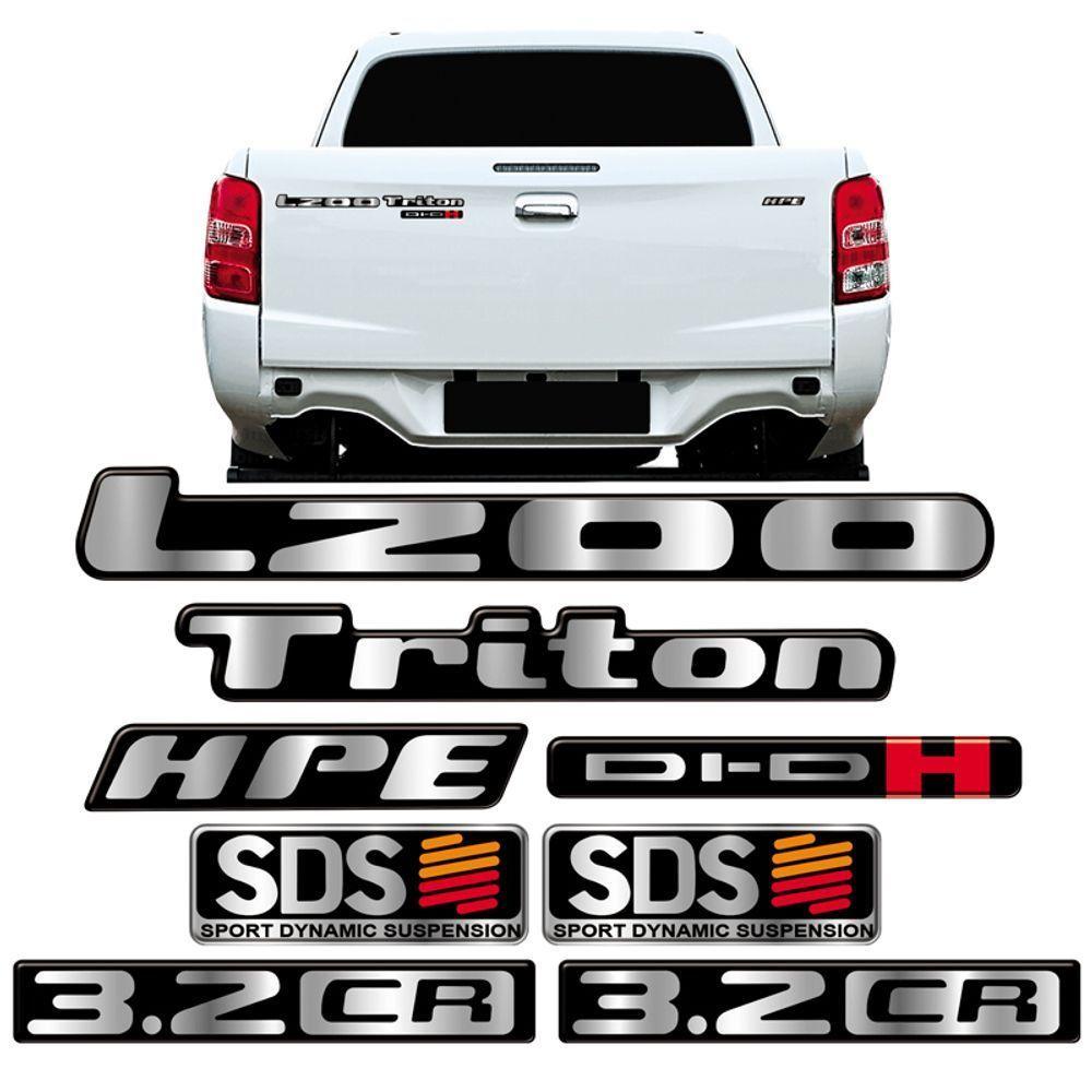 Kit Adesivos Emblemas Mitsubishi L200 Triton 3.2 Cr Resinado Cromado - 1