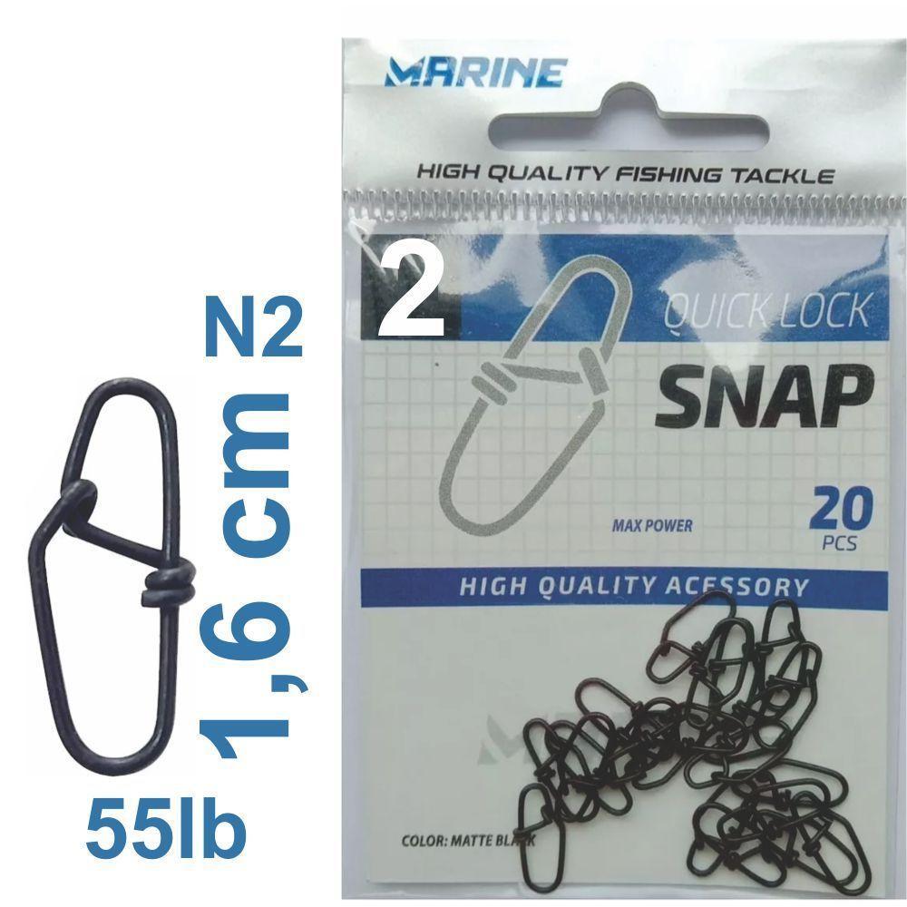 Snap De Pesca Quick Lock N2 Marine Sports 25kg 55lb 20pçs - 2