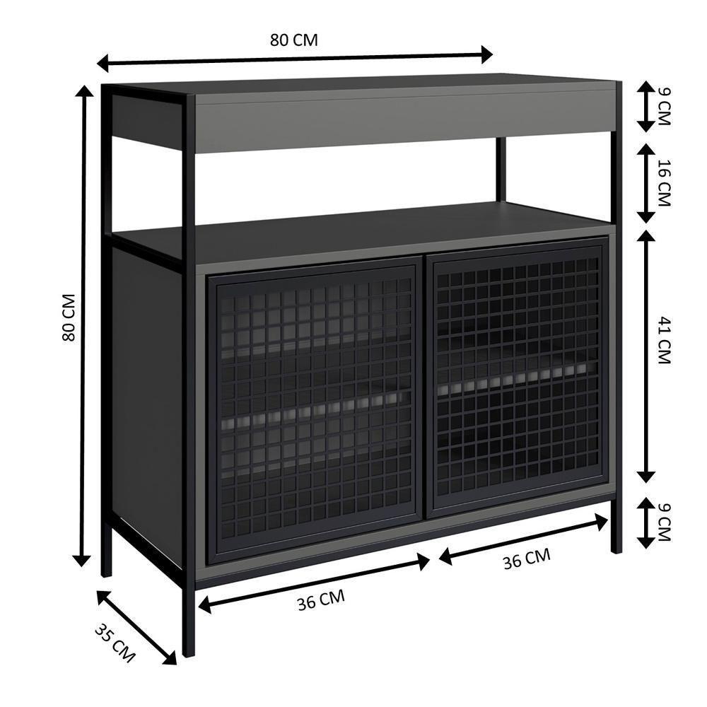 Kit Gabinete E Cuba Para Banheiro P1038c Grafite Pp Milani Store Grafite - 7