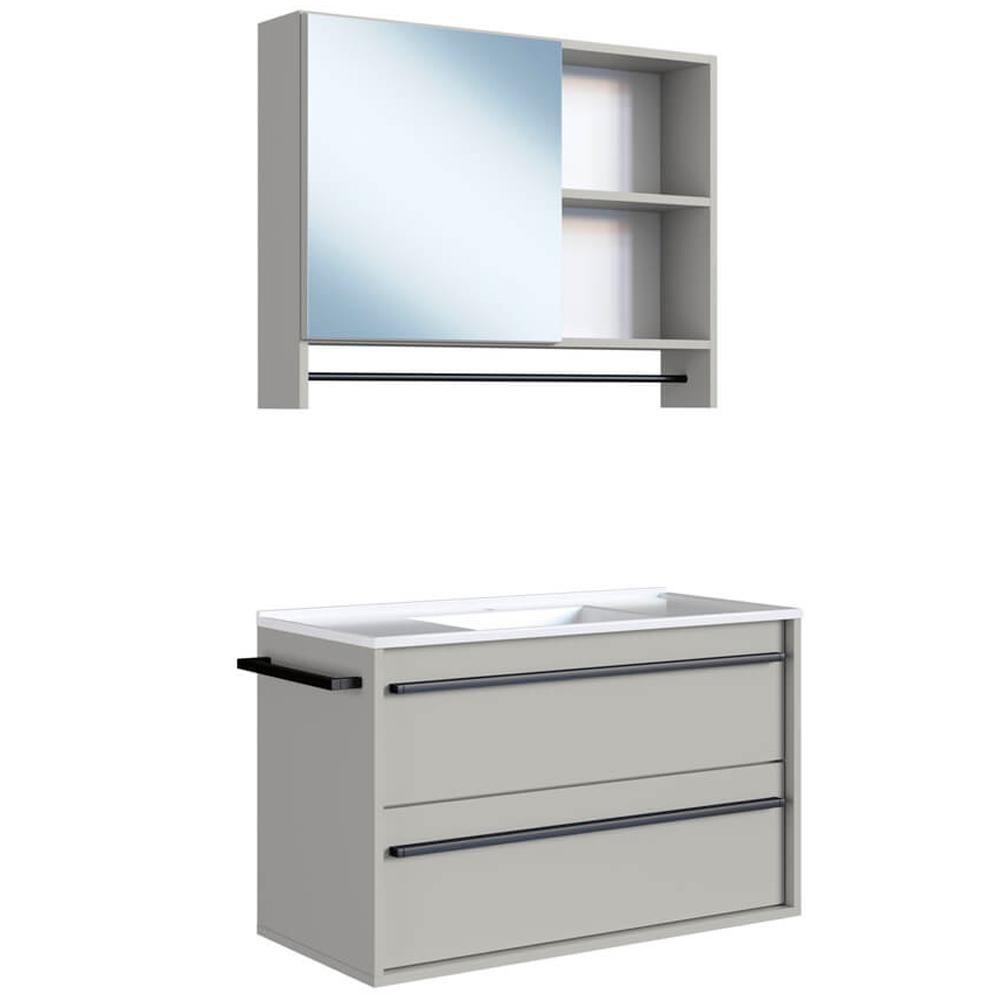 Kit Gabinete Suspenso Com Cuba E Espelheira 80cm Arenas Proddy Arenas - 1