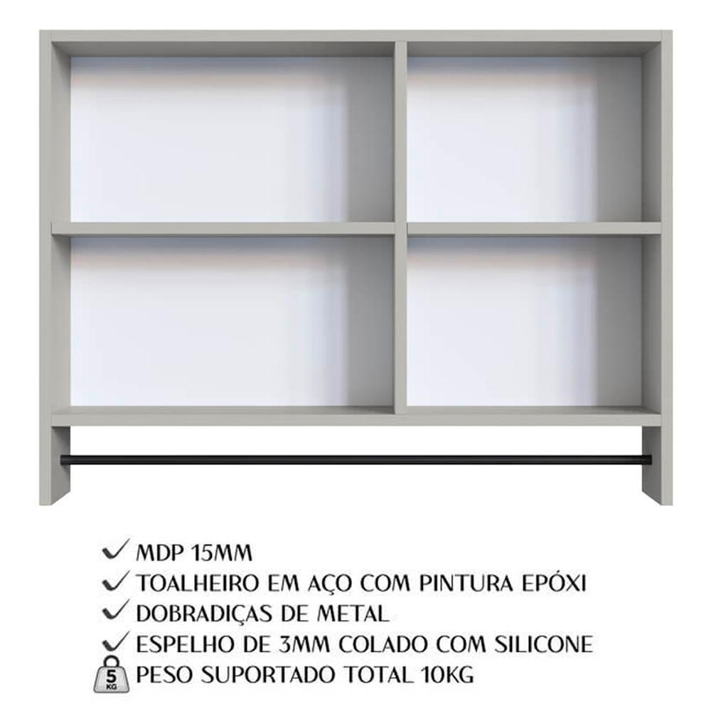 Kit Gabinete Suspenso Com Cuba E Espelheira 80cm Arenas Proddy Arenas - 4