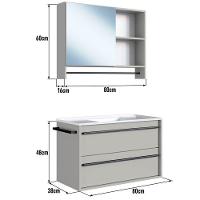 Kit Gabinete Suspenso Com Cuba E Espelheira 80cm Arenas Proddy Arenas - 3