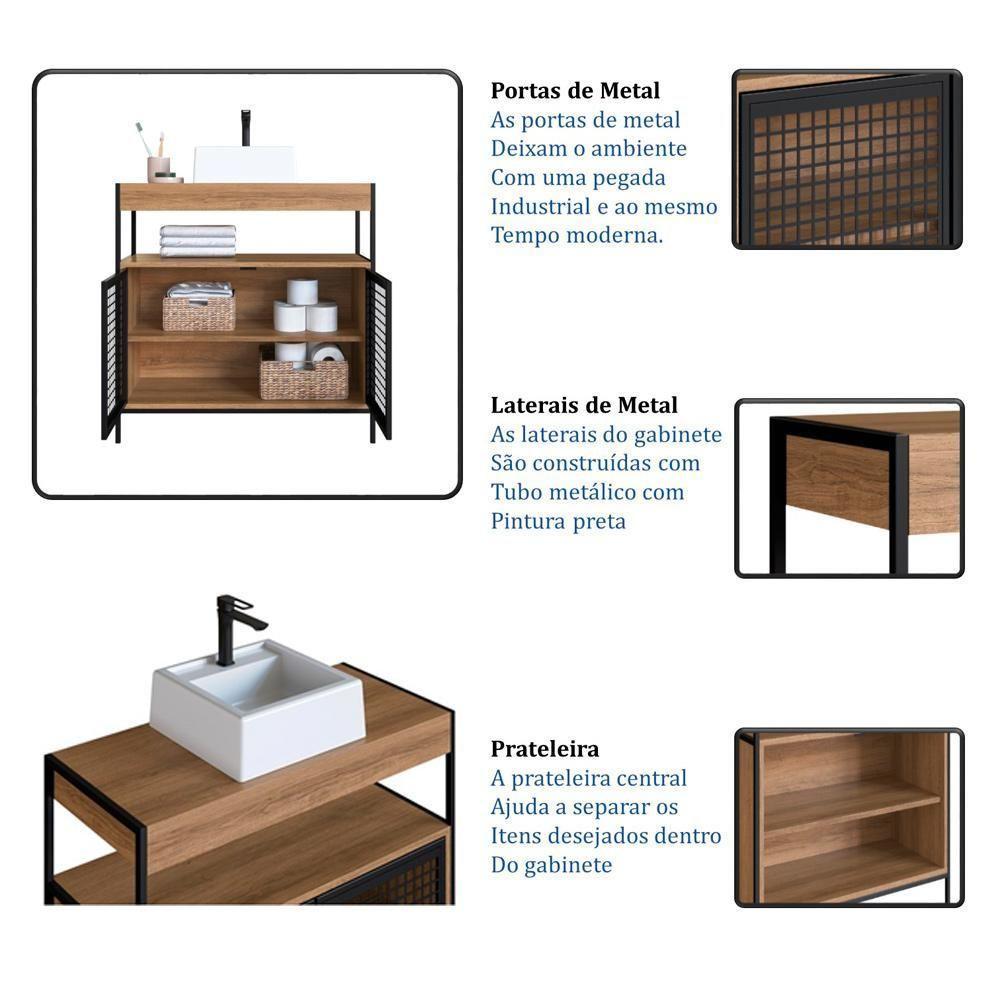 Kit Gabinete E Cuba Para Banheiro P1038c Mell Pp Milani Store Mell - 7