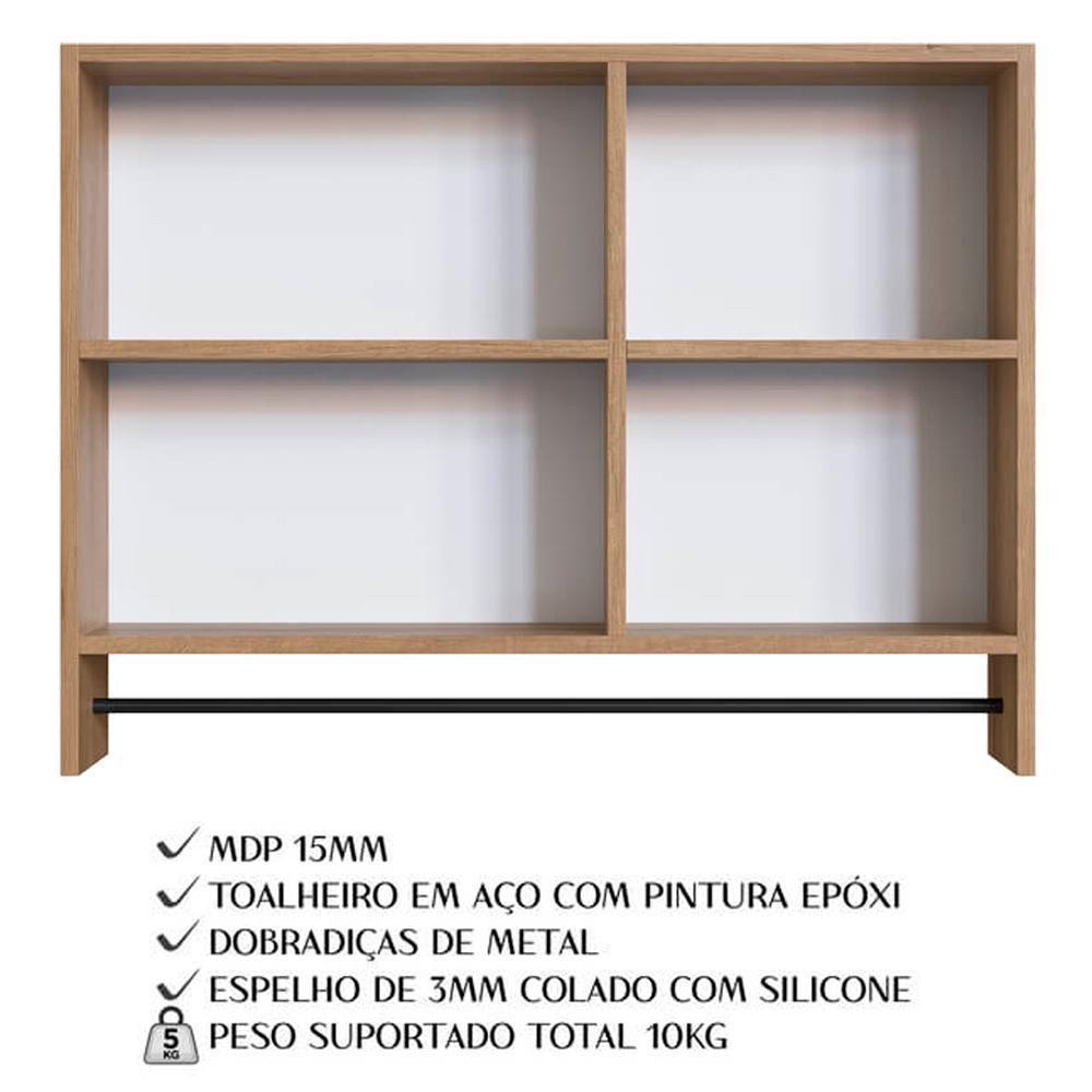 Kit Gabinete Suspenso Com Cuba E Espelheira 80cm Mel Proddy Mel - 4