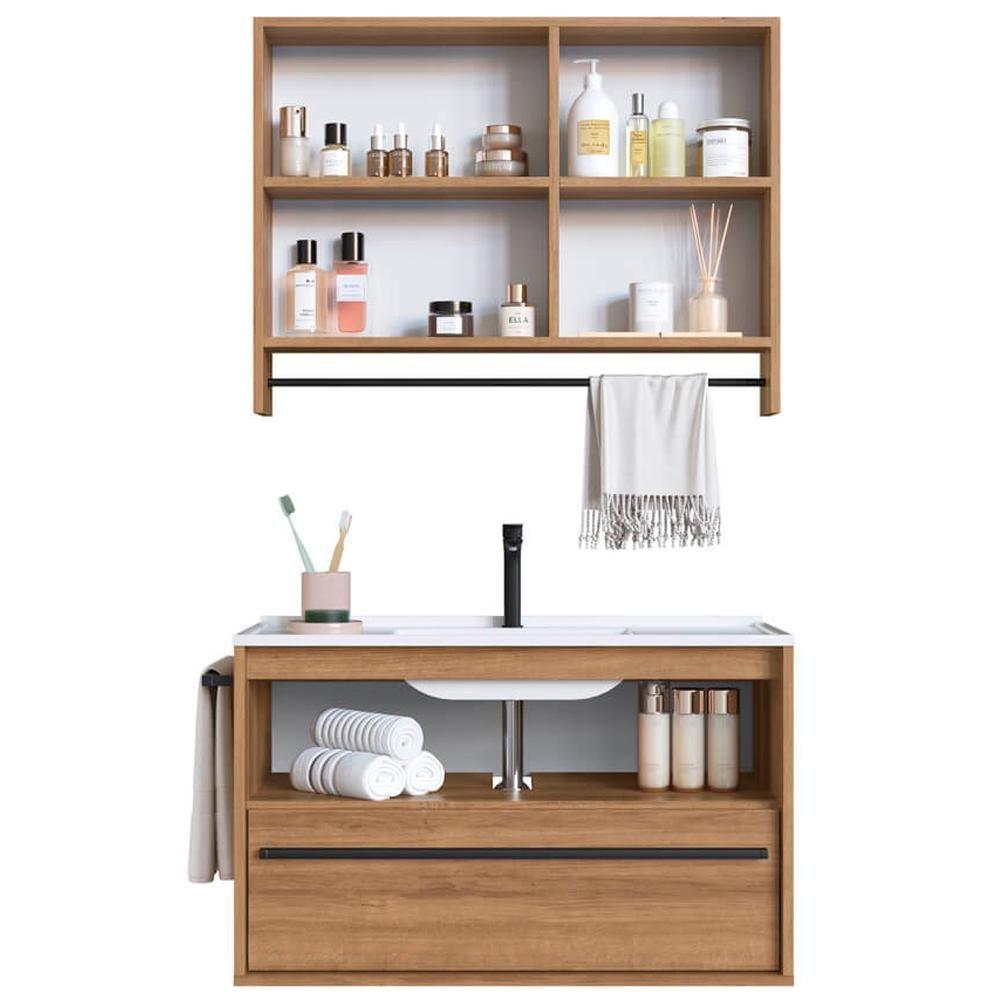 Kit Gabinete Suspenso Com Cuba E Espelheira 80cm Mel Proddy Mel - 6