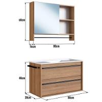 Kit Gabinete Suspenso Com Cuba E Espelheira 80cm Mel Proddy Mel - 3