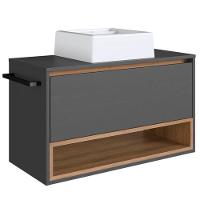 Gabinete De Banheiro Com Cuba 01 Pt 80cm Mel Grafite Proddy Mel Grafite - 1