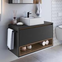 Gabinete De Banheiro Com Cuba 01 Pt 80cm Mel Grafite Proddy Mel Grafite - 2