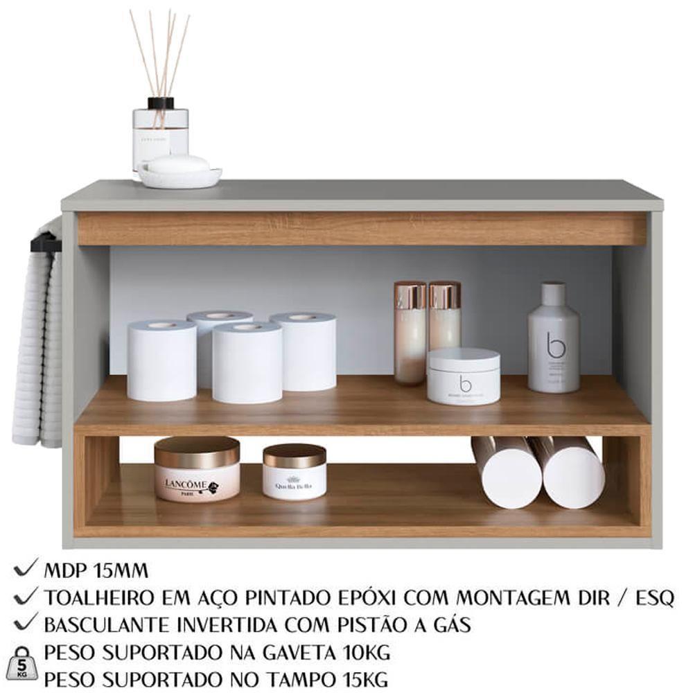 Gabinete Para Banheiro 01 Porta Basculante 80cm Proddy Mel Arenas - 4