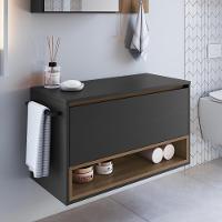 Gabinete Para Banheiro 01 Porta Basculante 80cm Proddy Mel Grafite - 2