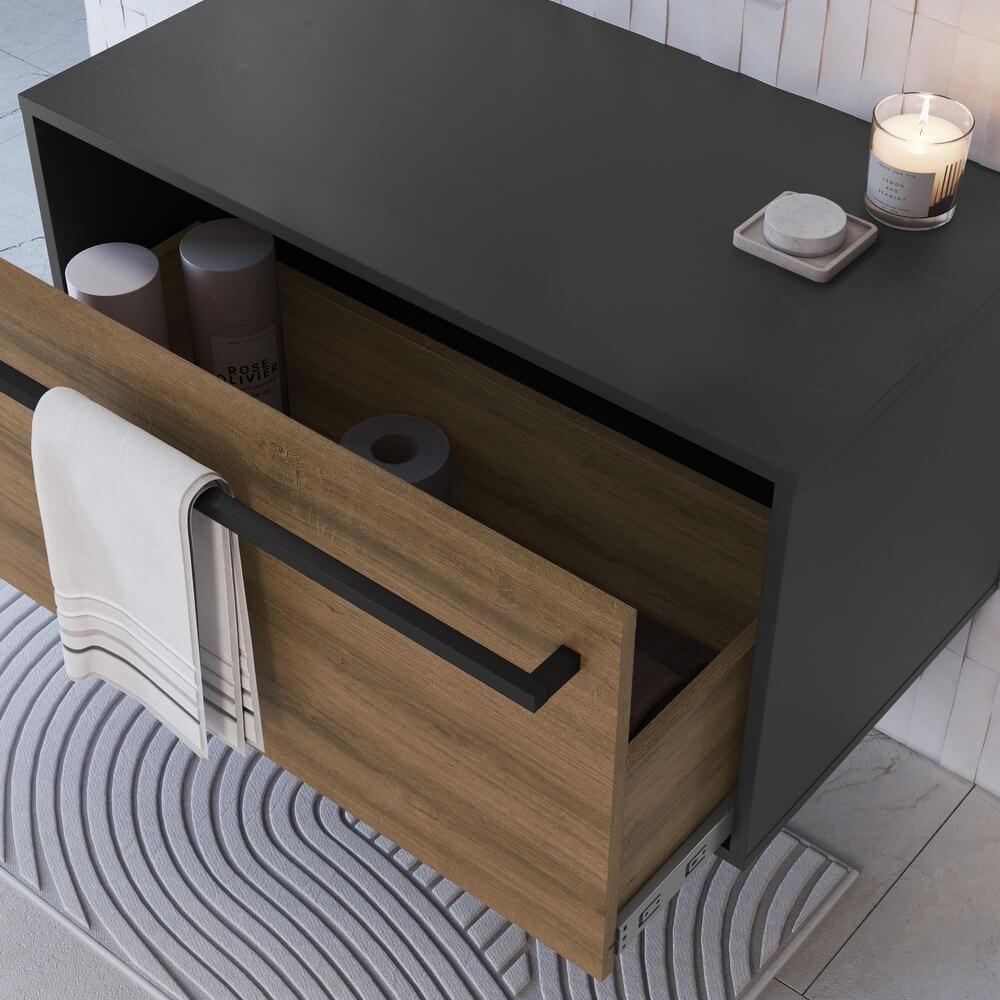 Gabinete Para Banheiro 01 Gaveta 80cm Proddy Mel Grafite - 5