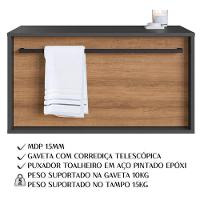Gabinete Para Banheiro 01 Gaveta 80cm Proddy Mel Grafite