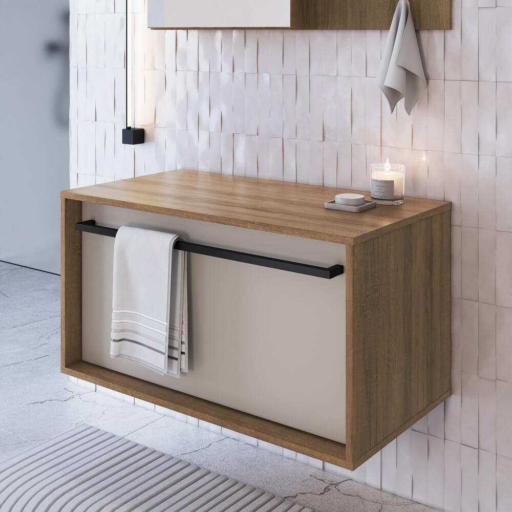 Gabinete Para Banheiro 01 Gaveta 80cm Proddy Mel Arenas - 2