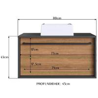 Gabinete De Banheiro Com Cuba 01 Gaveta 80cm Mel Grafite Proddy Mel Grafite - 3