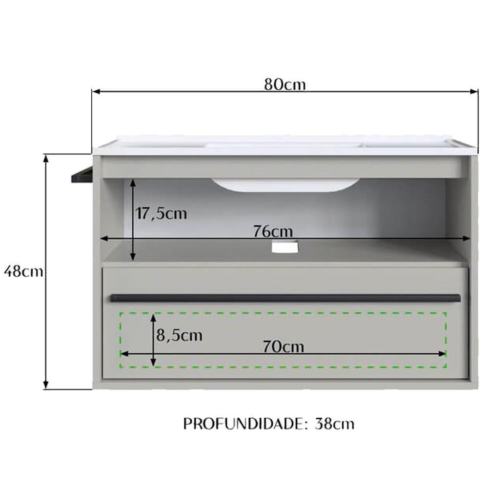 Gabinete De Banheiro Com Lavatorio 80cm Arenas Proddy Arenas - 3