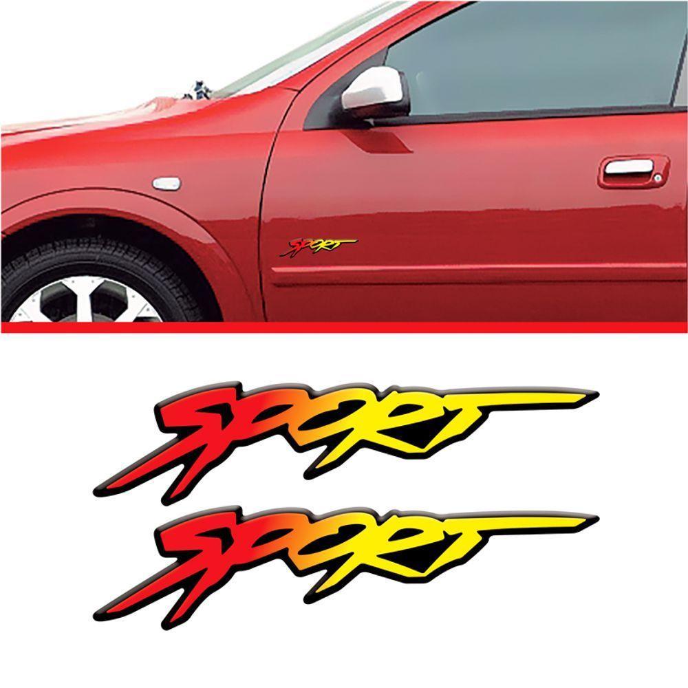 Par Adesivo Emblema Chevrolet Astra Sport Montana Resinado Amarelo, Vermelho - 1