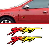 Par Adesivo Emblema Chevrolet Astra Sport Montana Resinado Amarelo, Vermelho - 1