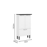 Balcão De Aço Para Microondas 3 Portas Branco Bertolini Branco - 2