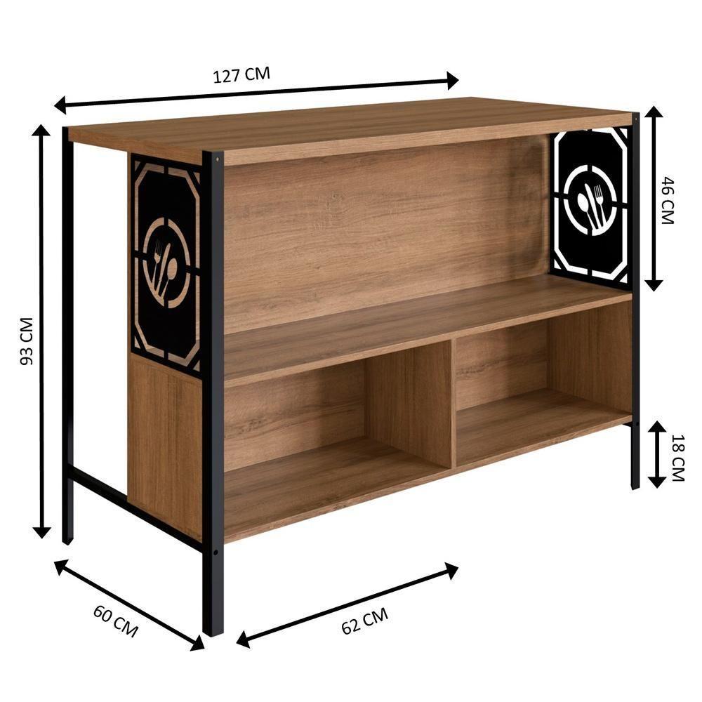 Mesa Bancada Ilha Gourmet 127cm P1034 Mell Pp Milani Store - 3