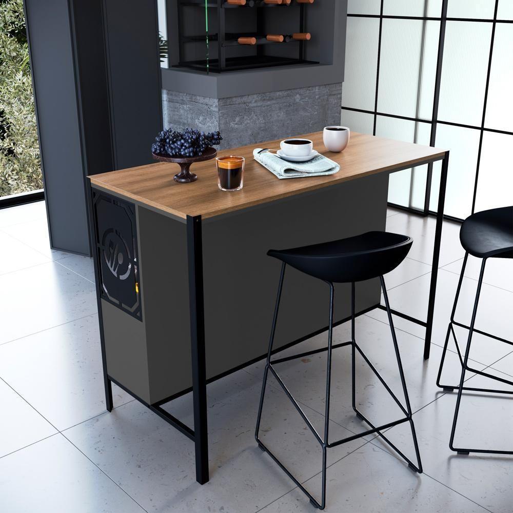 Mesa Bancada Ilha Gourmet 127cm P1034 Grafite Mell Pp Milani Store - 5