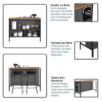 Mesa Bancada Ilha Gourmet 127cm P1034 Grafite Mell Pp Milani Store - 3