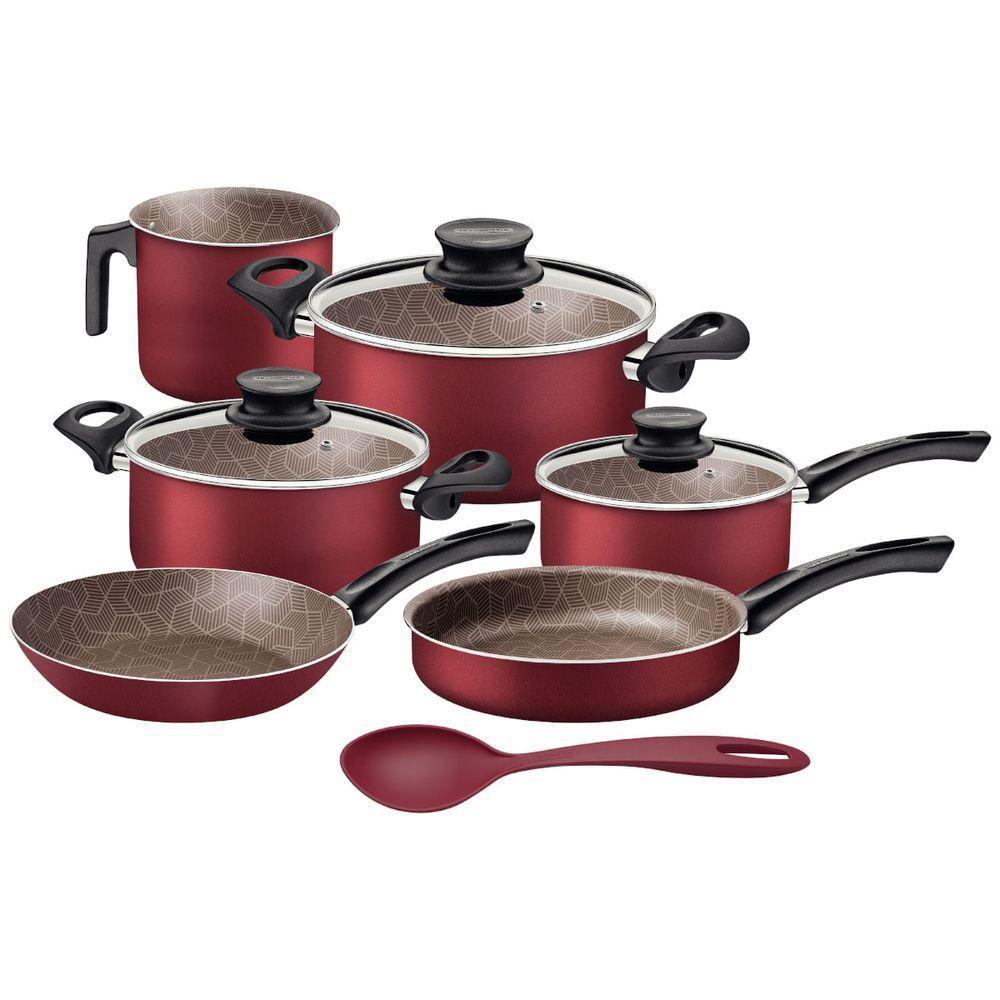 Jogo De Panelas Tramontina Paris 7 Peças Vermelho Em Alumínio Antiaderente Starflon Max - 1