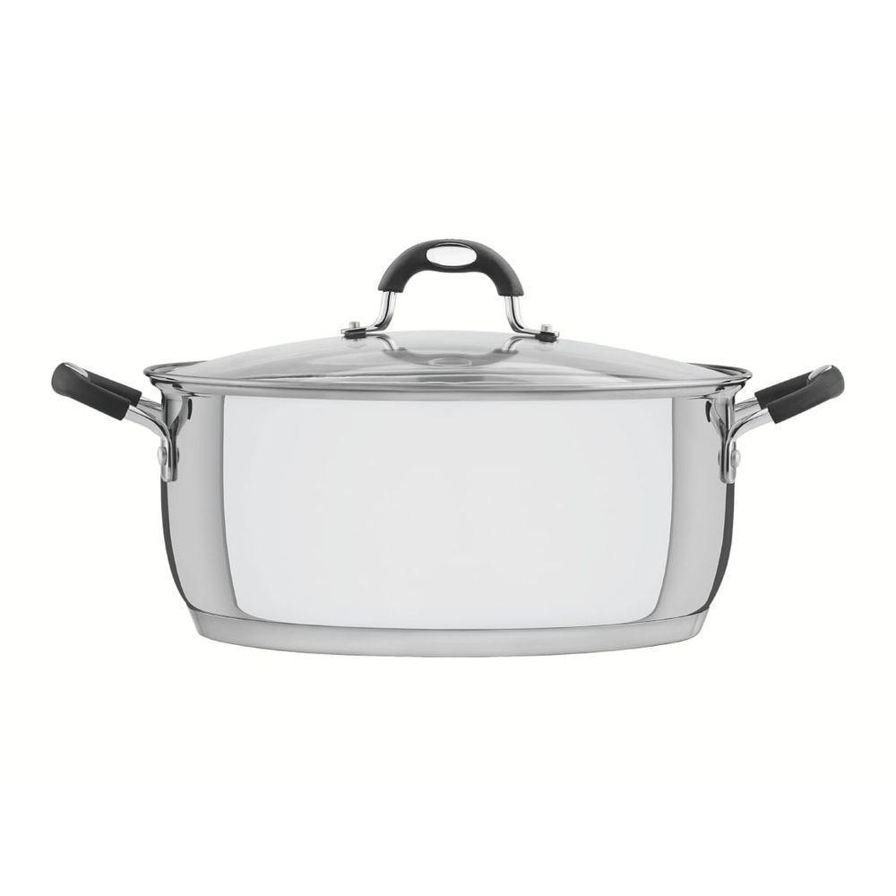 Caçarola Tramontina Astro Rasa Aço Inox Tampa De Vidro 30 Cm 8,5 Litros - 1