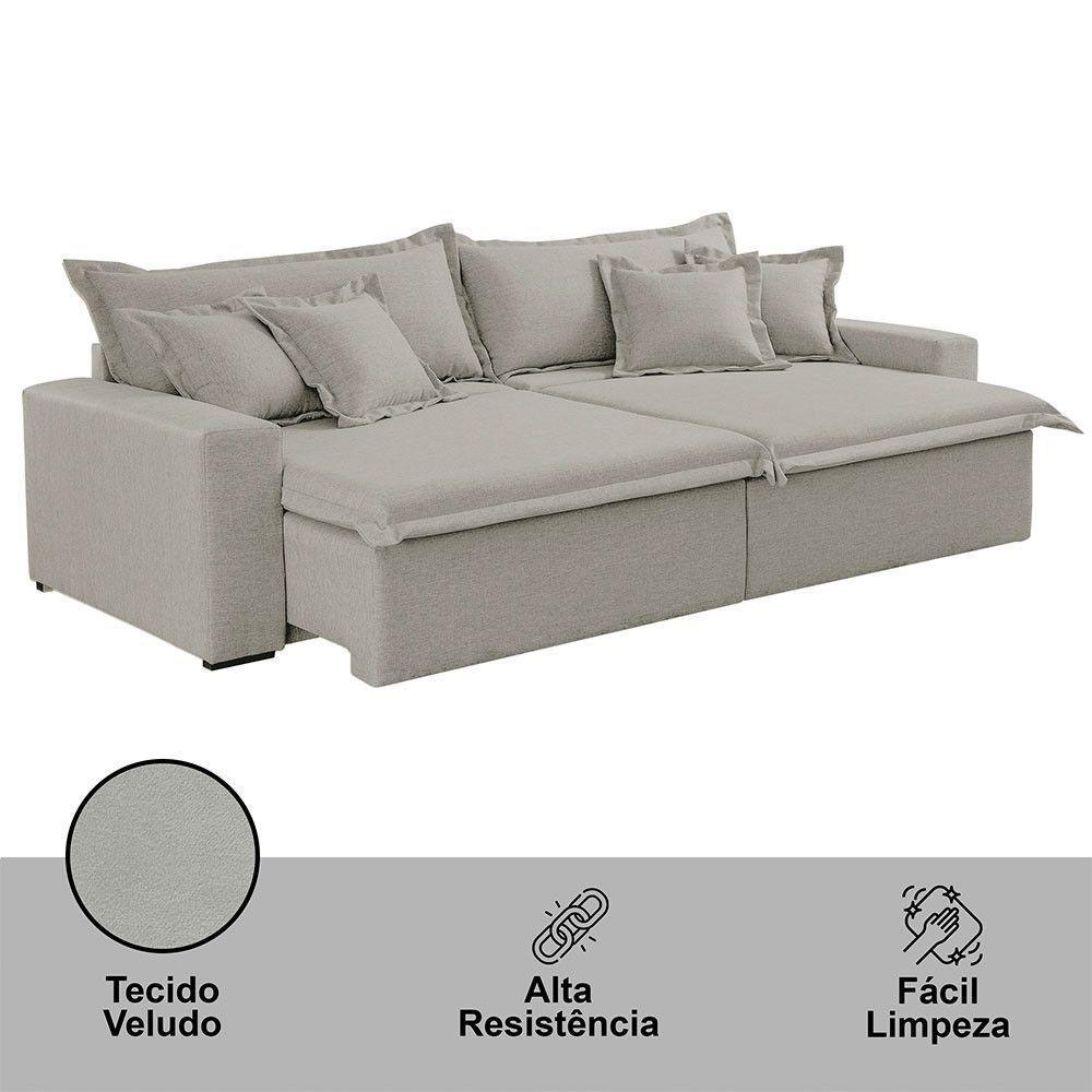 Sofá Montreal Veludo 2 Módulos De 100m B25cm Meu Sofá Online B026 Veludo Prata - 10