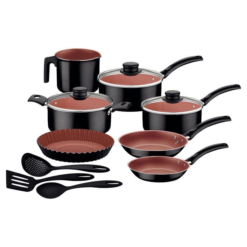 Jogo De Panelas Tramontina Turim 10 Peças Preto Em Alumínio Antiaderente Starflon Max - 1