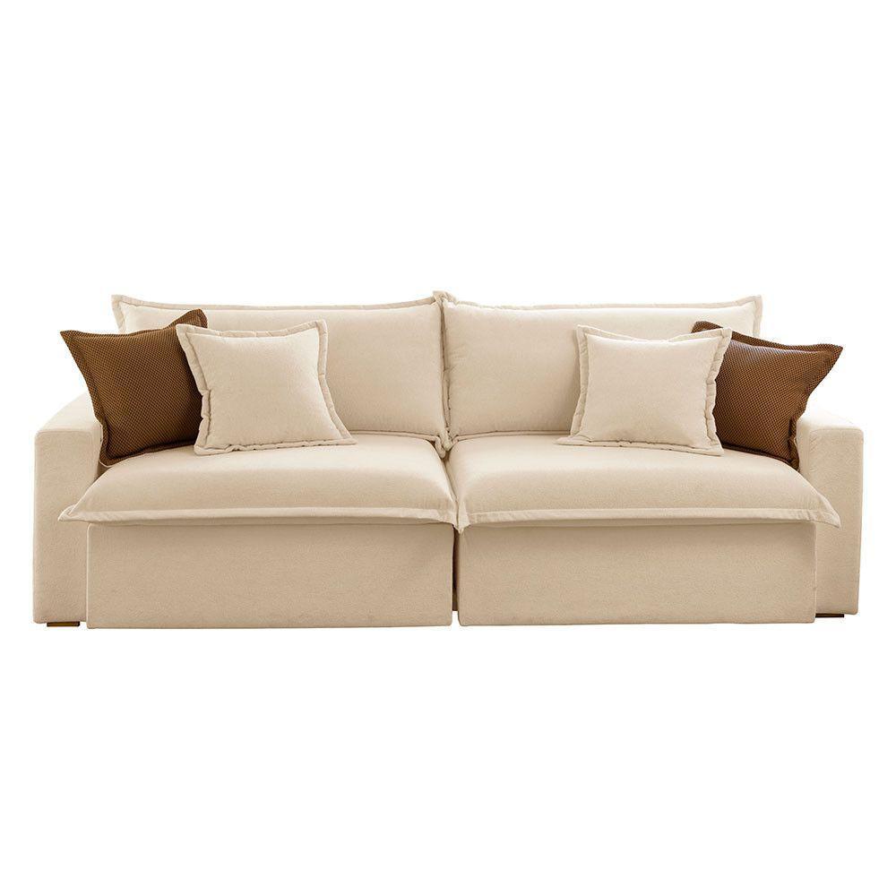 Sofá Dallas Linho Dois Módulos De 120cm B15 Meu Sofá Online A294 Linho Creme - 4