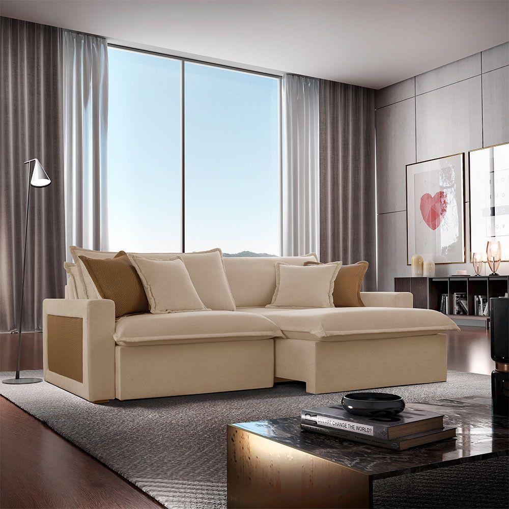Sofá Dallas Linho Dois Módulos De 120cm B15 Meu Sofá Online A226 Linho Bege - 1
