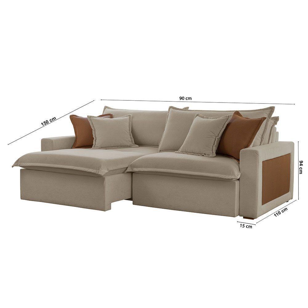 Sofá Dallas Veludo Dois Módulos De 90cm B15 Meu Sofá Online B002 Veludo Capuccino - 3