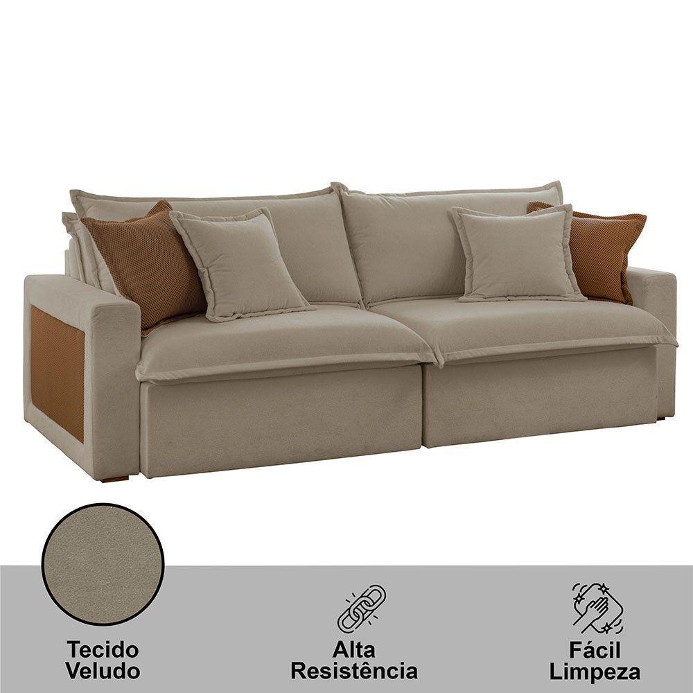 Sofá Dallas Veludo Dois Módulos De 90cm B15 Meu Sofá Online B002 Veludo Capuccino - 7