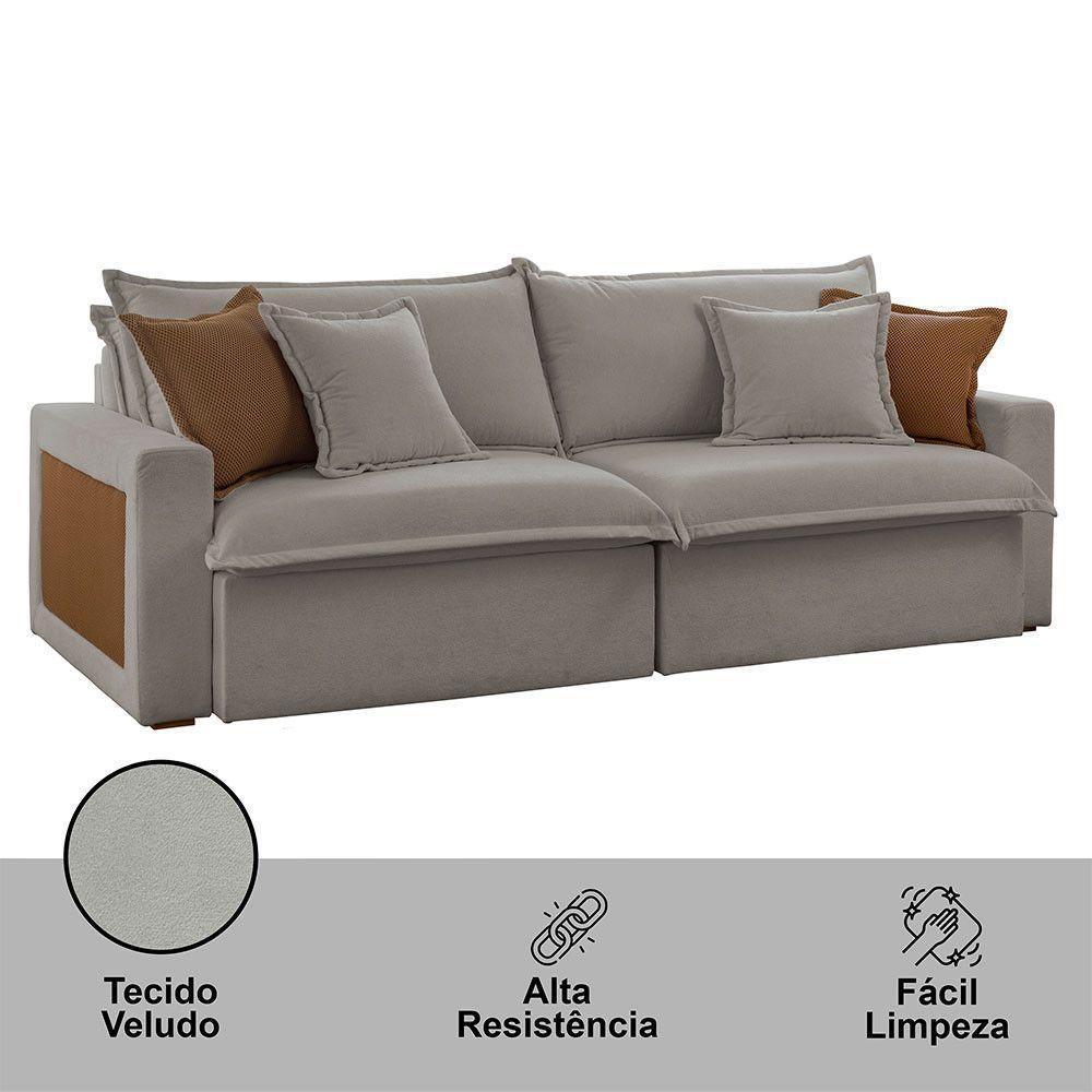 Sofá Dallas Veludo Dois Módulos De 100cm B15 Meu Sofá Online B026 Veludo Prata - 7