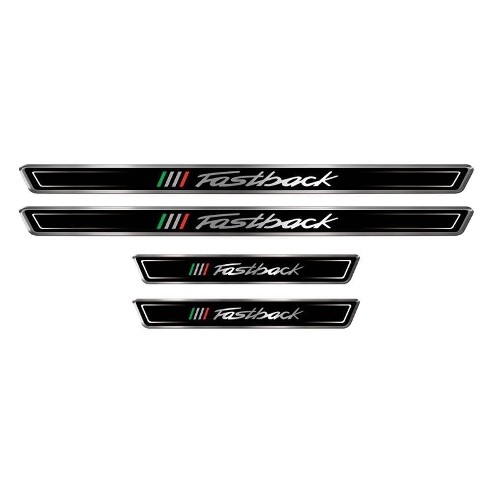 Kit 8 Adesivos Soleira Porta Compatível Fiat Fastback Preto - 2