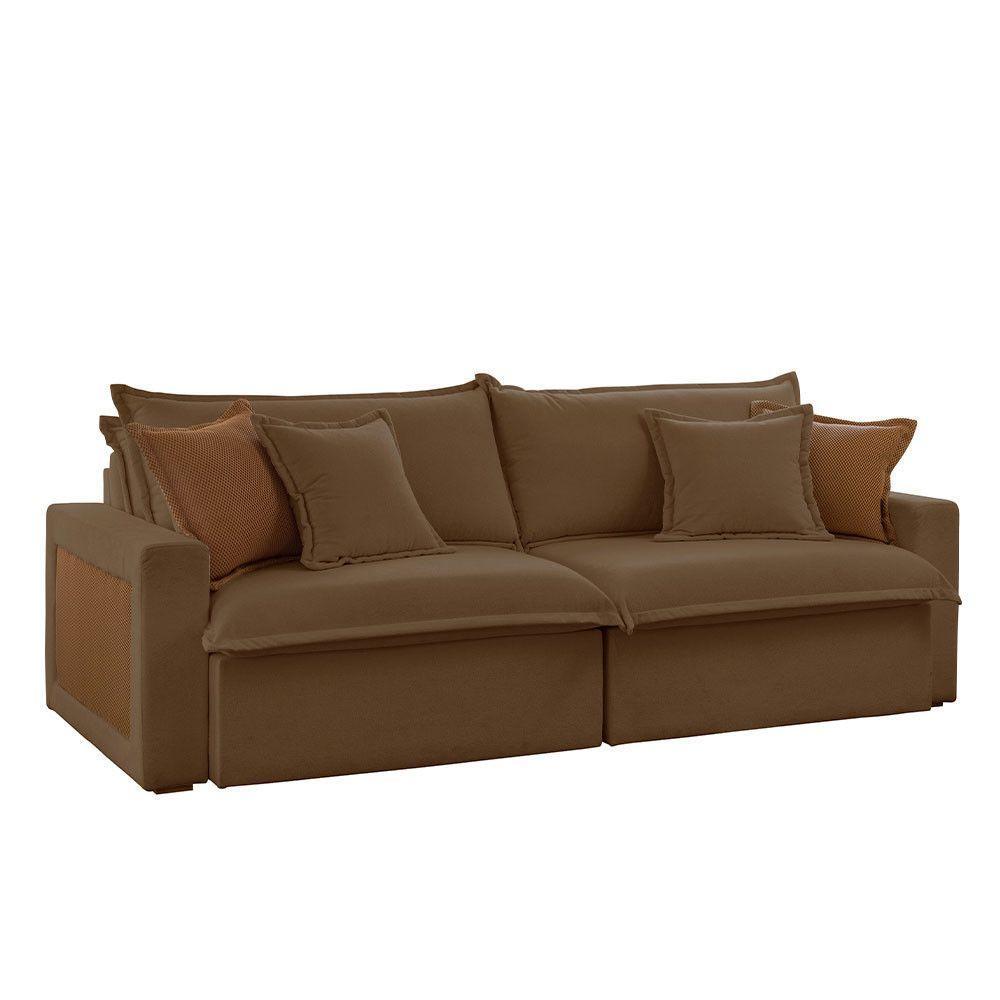 Sofá Dallas Veludo Dois Módulos De 80cm B15 Meu Sofá Online B016 Veludo Marrom - 2