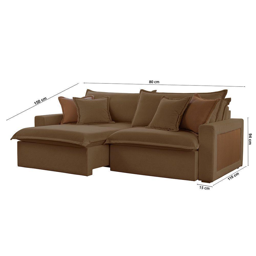 Sofá Dallas Veludo Dois Módulos De 80cm B15 Meu Sofá Online B016 Veludo Marrom - 6