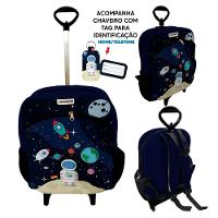 Kit Mochila Escolar Infantil Rodinhas Lancheira Estojo Isoprene Astronauta - 2