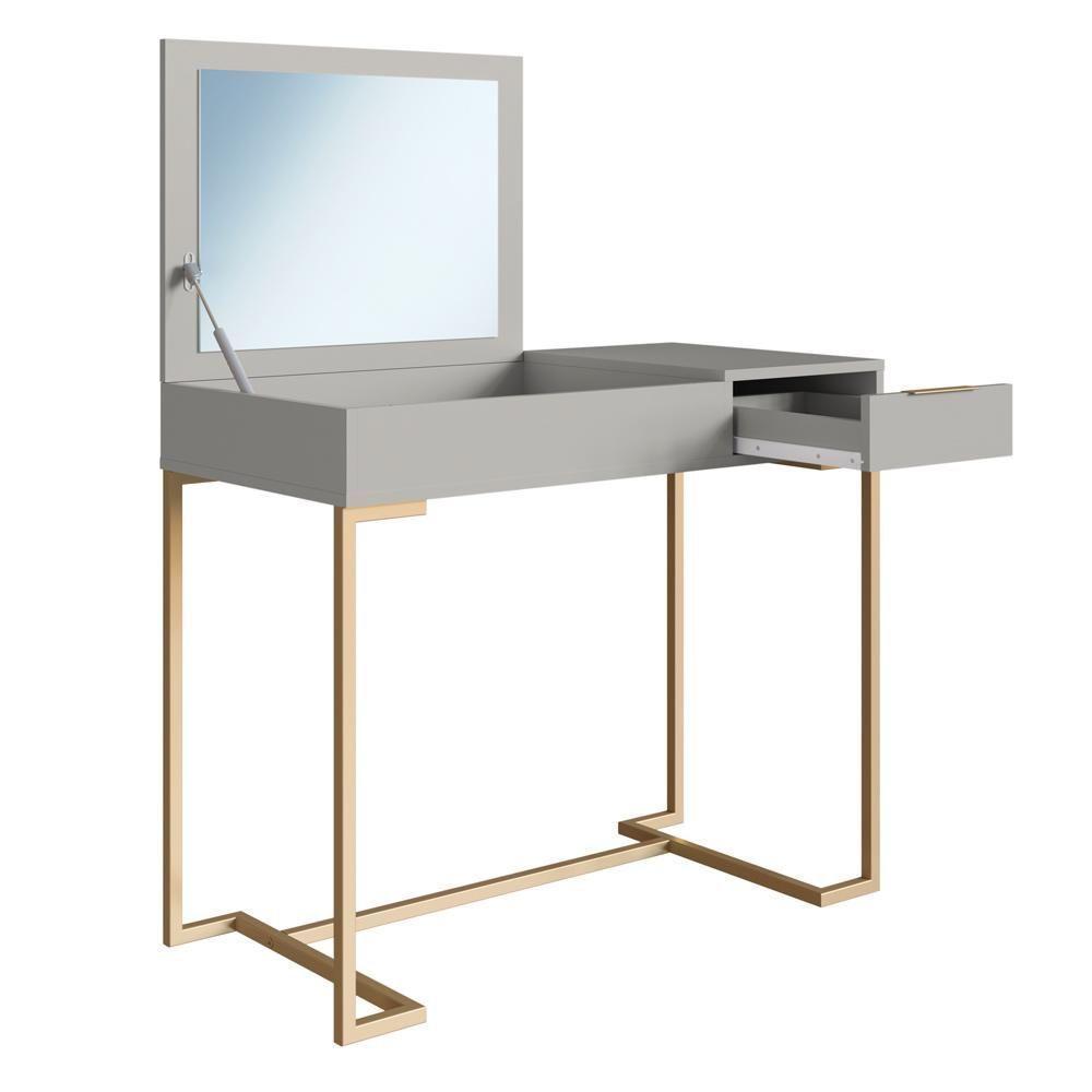 Penteadeira Com Espelho Basculante 1 Gv P1040 Champagne Arenas Pp Milani Store - 6