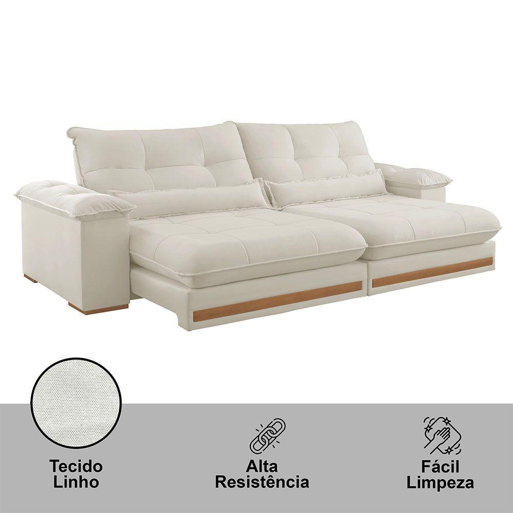 Sofá Dubai Linho 02 Módulos De 100 Cm B25 Cm Meu Sofá Online A302 Linho Branco - 5